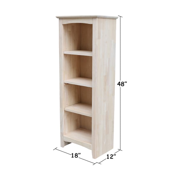 International Concepts Shaker Bookcase, 48" H, Unfinished - SH-18248A