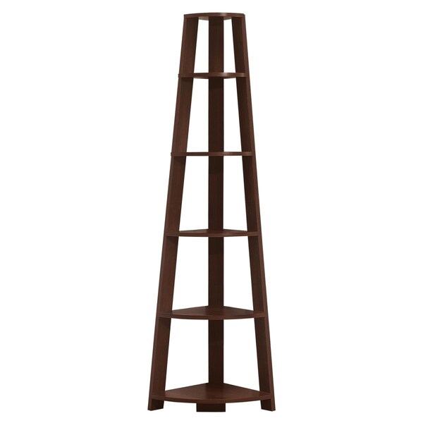 Gfancy Fixtures Cappuccino & Cherry Bookcase with Corner Accent Shelf, 15.5 x 22.5 x 71.25 in. - GF3097536