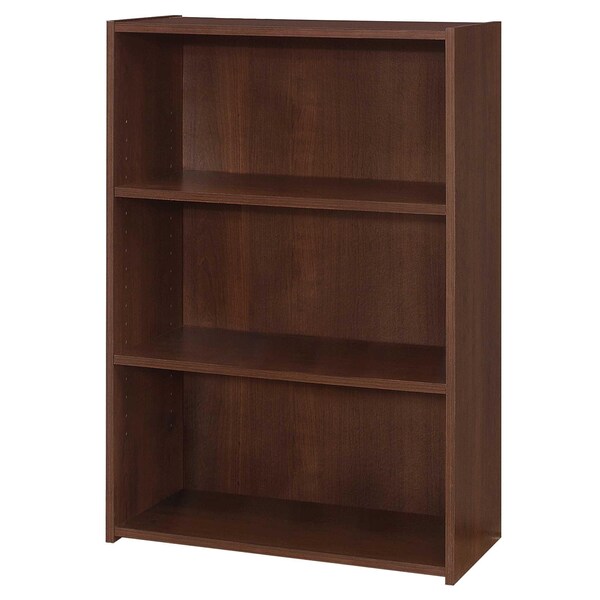 Homeroots Cherry Bookcase with 3 Shelves 11.75 x 24.75 x 35.5 in. - 355728