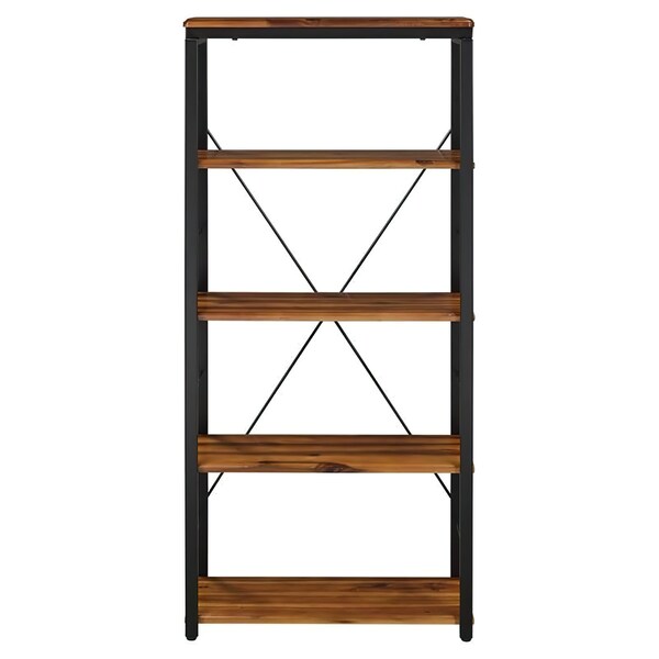 Acme 5 Wooden Rectangular Bookshelf with Metal Frame in Oak and Black - ER-0233OAK