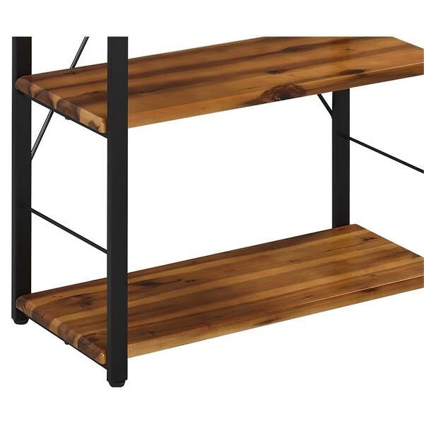Acme 5 Wooden Rectangular Bookshelf with Metal Frame in Oak and Black - ER-0233OAK