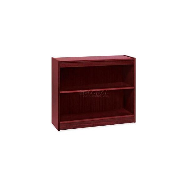 Sp Richards Lorell 2-Shelf Panel End Hardwood Veneer Bookcase, 36"W x 12"D x 30"H, Mahogany - LLR60070