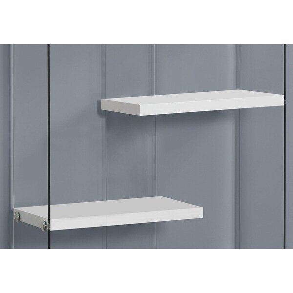 Homeroots 58.75 in. Glossy White Particle Board & Clear Tempered Glass Bookcase - 333150