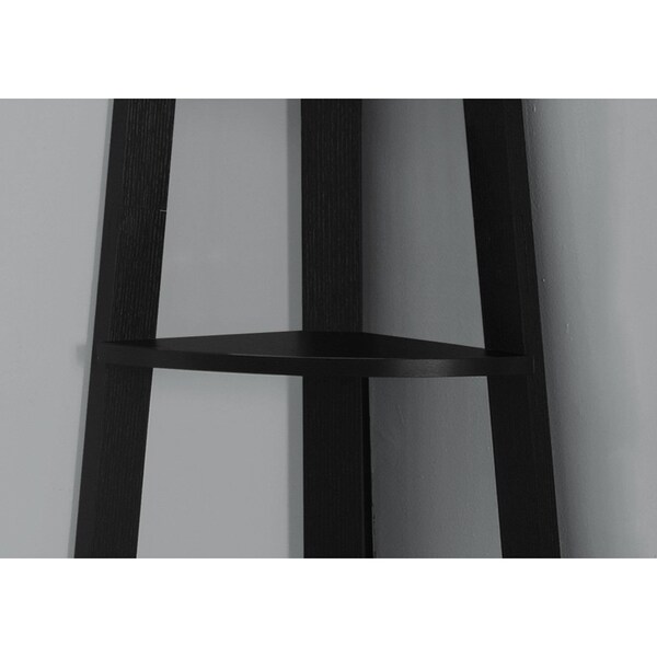 Homeroots 72 in. Black Particle BoardLaminate & MDF Corner Bookshelf - 332855