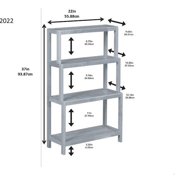Homeroots Bookcase with 4 Shelves, Espresso - 36.75 x 22.2 x 12 in. - 380030