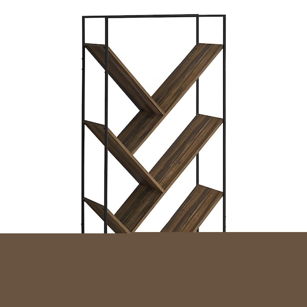 Daphnes Dinnette 32 x 12 x 60 in. Bookcase - Brown Reclaimed Wood-Look - Black Metal - DA2618237