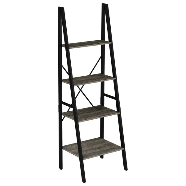 Hastings Home Ladder-Style 4-Tiered Bookcase, Gray - 478548SIU