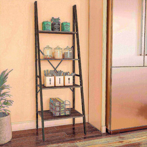 Hastings Home Ladder-Style 4-Tiered Bookcase, Gray - 478548SIU