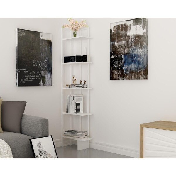 Kd Cama De Bebe 71 in. Alice Industrial Corner Unit Bookcase - Full White - KD1722273