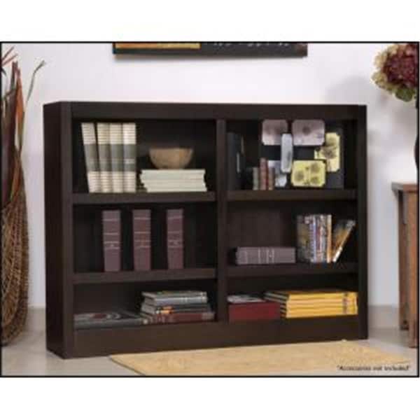 Concepts In Wood Double Wide Bookcase- Espresso Finish 6 Shelves - MI4836-E