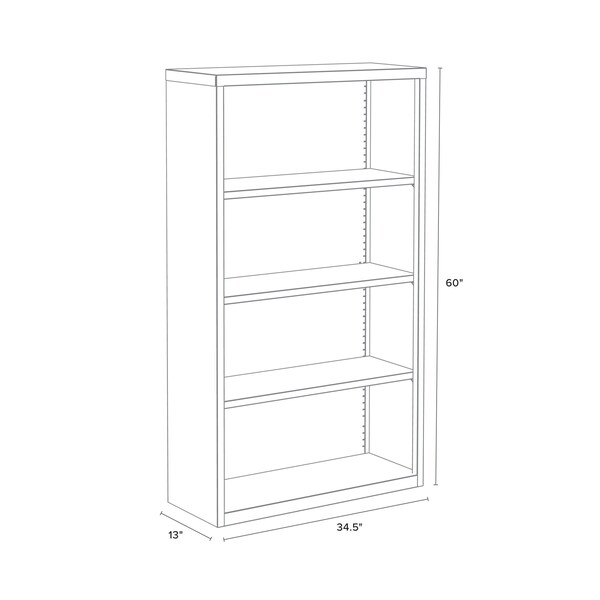 Hirsh Hirsh 4 Shelf Metal Bookcase, 60in. Height, Charcoal - 22456