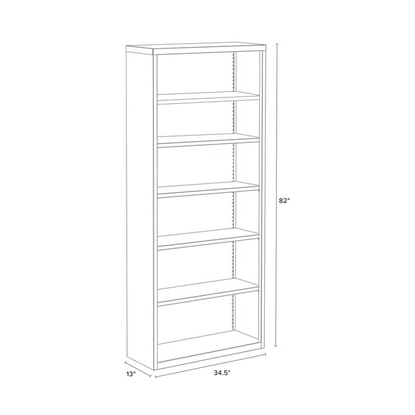 Hirsh Hirsh 6 Shelf Metal Bookcase, 82in. Height, Charcoal - 22458