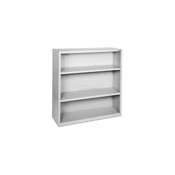 Lorell Lorell Fortress Series 3-Shelf Bookcase, LLR41283, 13"W x 34-1/2"D x 42"H, Light Gray - LLR41283