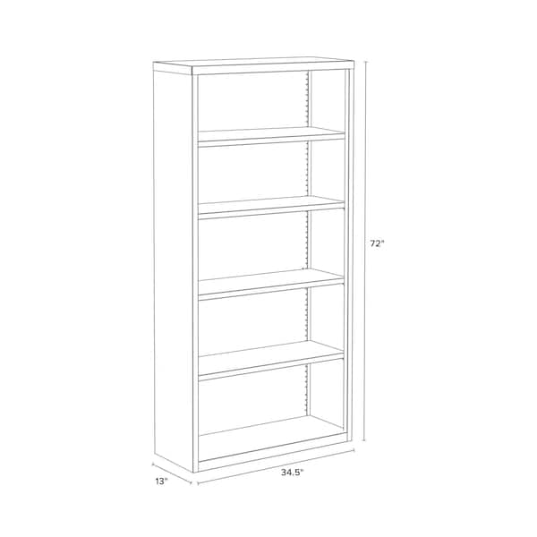 Hirsh Hirsh 5 Shelf Metal Bookcase, 72in. Height, Charcoal - 22457