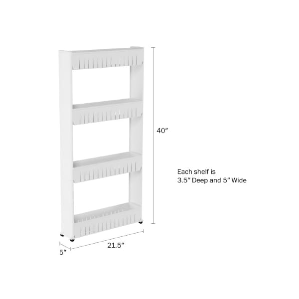 Hastings Home Mobile Shelving Unit Organizer, 4 Storage Baskets, Slim Slide Out Pantry Storage Rack - 802947HEQ
