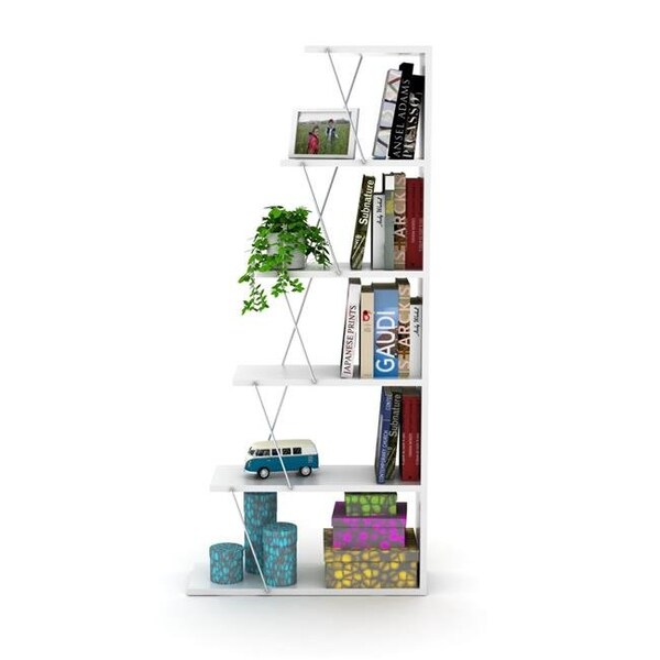 Homedora Homedora HD-ON20RF-160406 Tars Mini Bookcase; White & Chrome - HD-ON20RF-160406