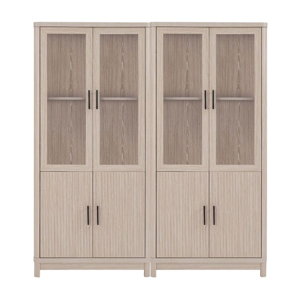 Manhattan Comfort Jodie Bookcase in Whitewashed Oak, 2PK - 2-BC001-OK