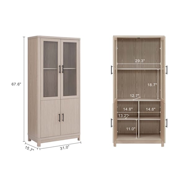 Manhattan Comfort Jodie Bookcase in Whitewashed Oak, 2PK - 2-BC001-OK