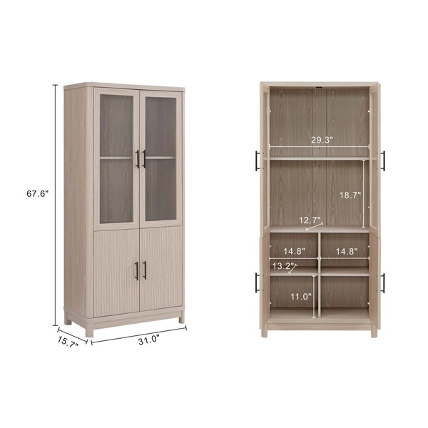 Manhattan Comfort Jodie Bookcase in Whitewashed Oak, 3PK - 3-BC001-OK