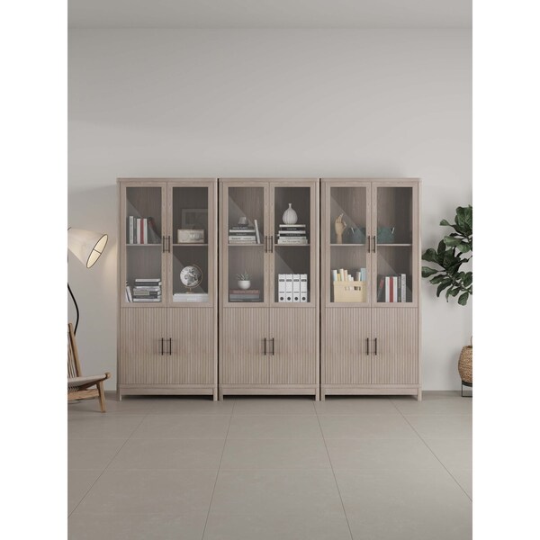 Manhattan Comfort Jodie Bookcase in Whitewashed Oak, 3PK - 3-BC001-OK