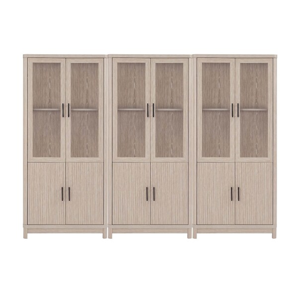 Manhattan Comfort Jodie Bookcase in Whitewashed Oak, 3PK - 3-BC001-OK