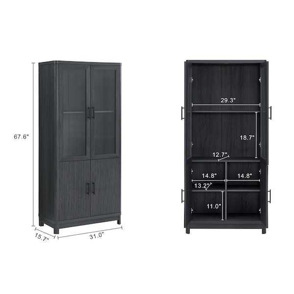Manhattan Comfort Jodie Bookcase in Charcoal Grey, 3PK - 3-BC001-GY
