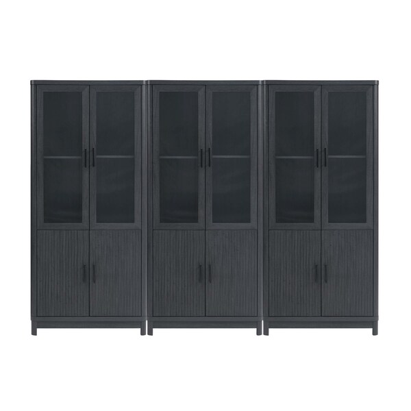 Manhattan Comfort Jodie Bookcase in Charcoal Grey, 3PK - 3-BC001-GY
