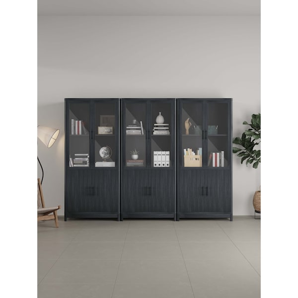 Manhattan Comfort Jodie Bookcase in Charcoal Grey, 3PK - 3-BC001-GY