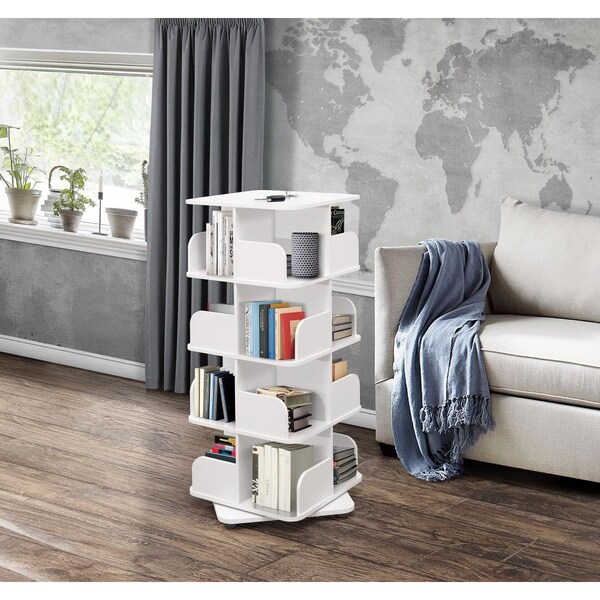 Kings Furniture Revolving Tall Bookcase, White - KI455521