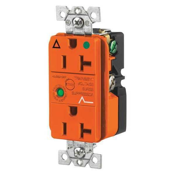 Zoro Select Receptacle, 20 A Amps, 125V AC, Flush Mount, Decorator Duplex Outlet, 5-20R, Orange - SP83IGOA
