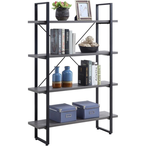 Lorell 29 x 11.8 x 57.5 in. SOHO 4 Shelf Metal Frame Bookcase Charcoal - LLR97620