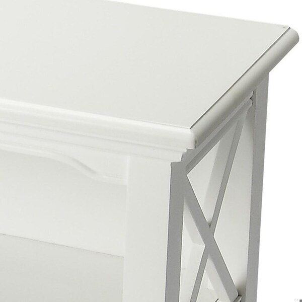 Homeroots 30.25 x 32 x 13 in. Newport Glossy White Low Bookcase - 389557