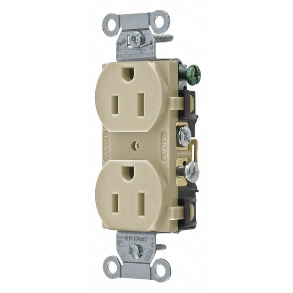 Zoro Select Receptacle, 15 A Amps, 125V AC, Flush Mount, Standard Duplex Outlet, 5-15R, Gray - CBRS15ITR