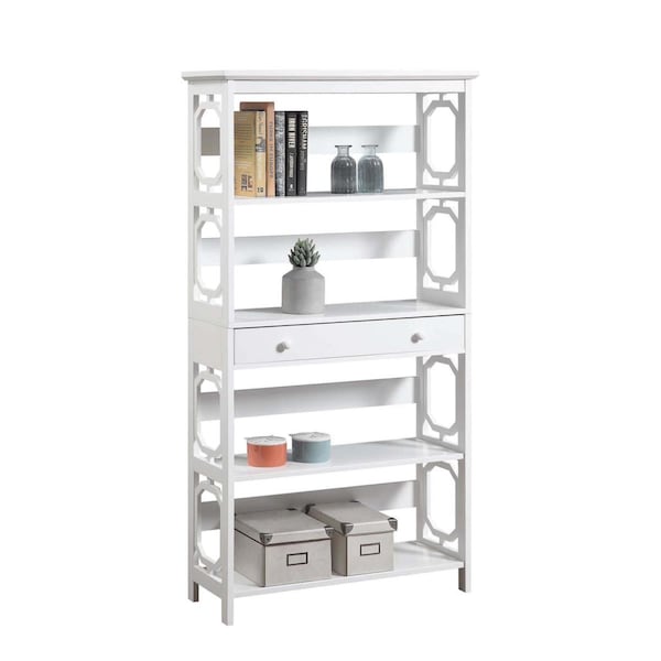 Convenience Concepts Omega 5 Tier Bookcase with Drawer, White - HI3374751