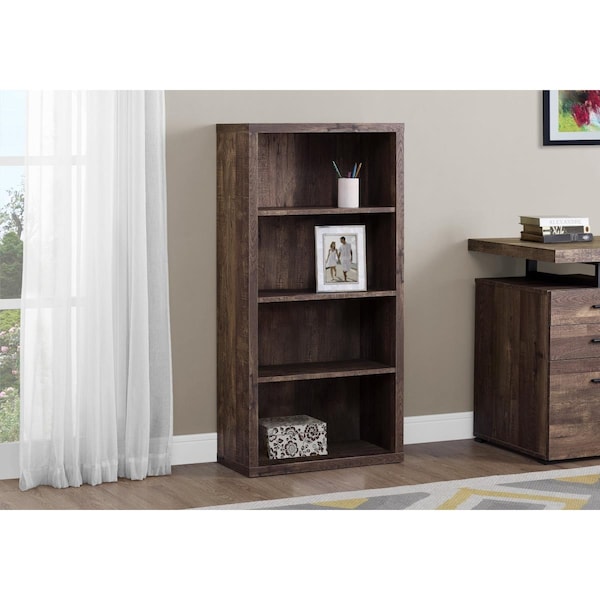 Gfancy Fixtures 47.5 in. Brown Particle Board & MDF Bookshelf with Adjustable Shelves - GF3708488