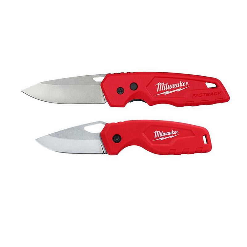 Milwaukee FASTBACK Stainless Steel Folding Knife with 2. 95 in. Blade and Compact Folding Knife with 2. 5 in. Blade (2-Piece) - 48-22-1520-48-22-1521