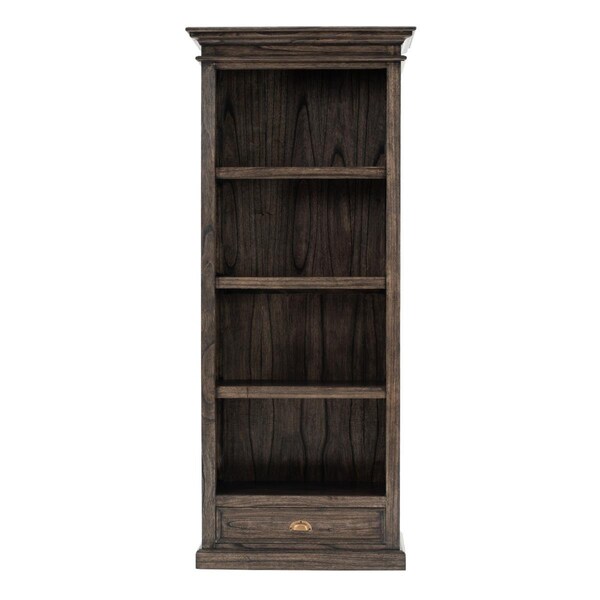 Gfancy Fixtures 74.8 x 31.5 x 15.75 in. Black Wash Bookcase with One Drawer - GF3096379