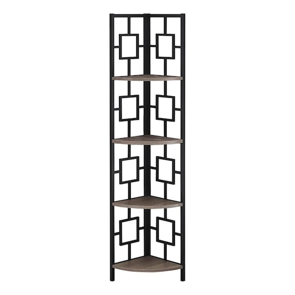 Daphnes Dinnette 62 in. Dark Taupe & Black Metal Corner Etagere Bookcase - DA3600149