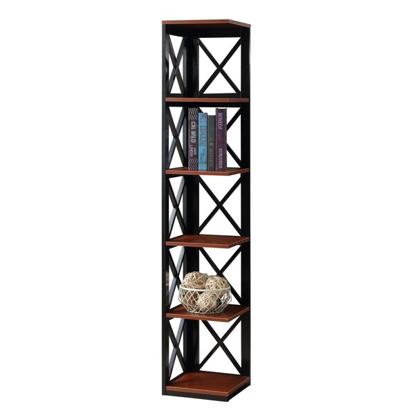 Convenience Concepts Oxford Corner Bookcase, Cherry Black - 5 Tier - CO54157