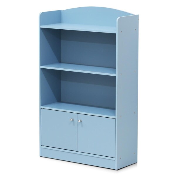 Furinno Kidkanac Bookshelf with Storage Cabinet, Light Blue - FR16121LB