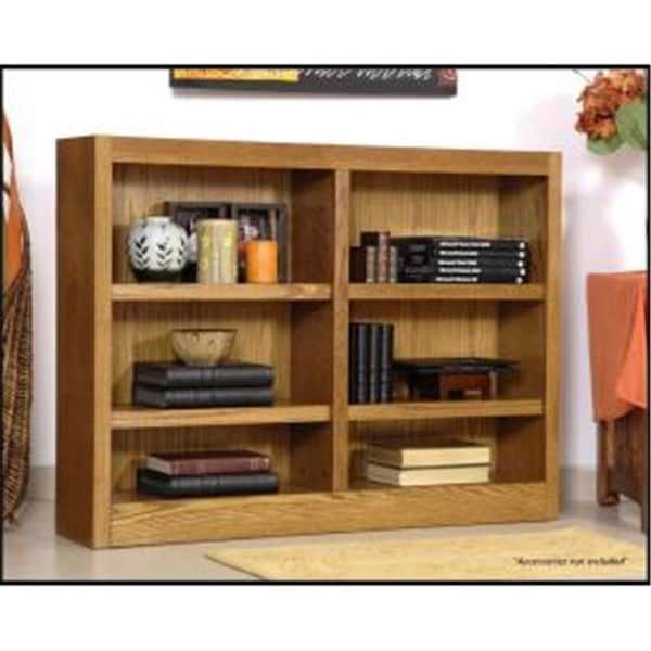 Concepts In Wood Concepts In Wood MI4836-D Double Wide Bookcase; Dry Oak Finish 6 Shelves - MI4836-D
