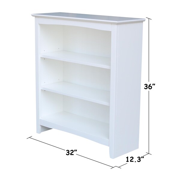 International Concepts Shaker Bookcase, 36"H, White - SH08-3223A