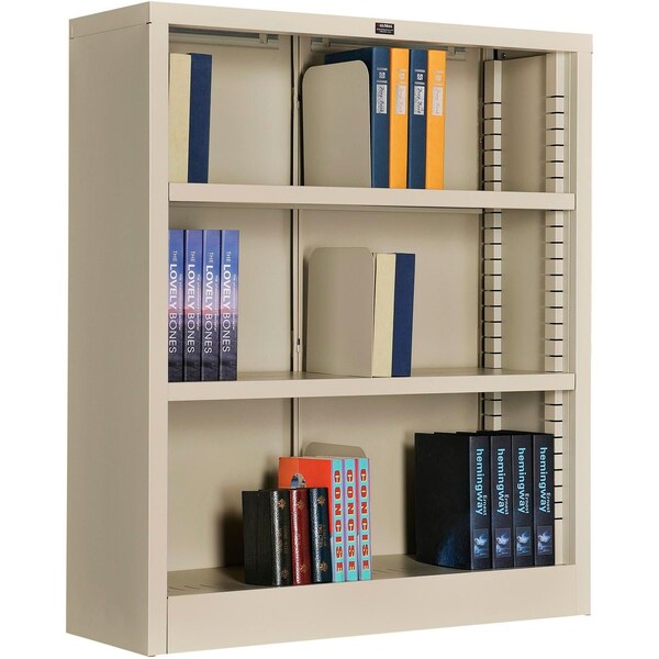 Global Industrial All Steel Bookcase 36 W x 12 D x 42 H Putty 3 Openings - 277440PY