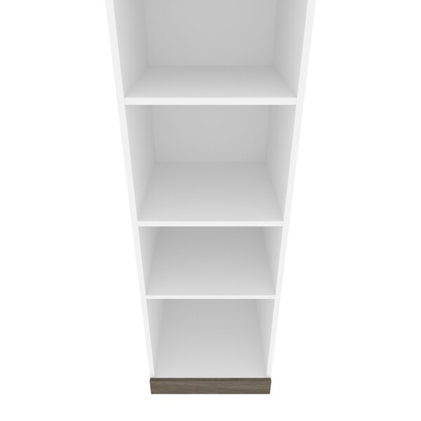 Bestar Orion 20W Narrow Shelving Unit, White & Walnut Grey - 116162-000017