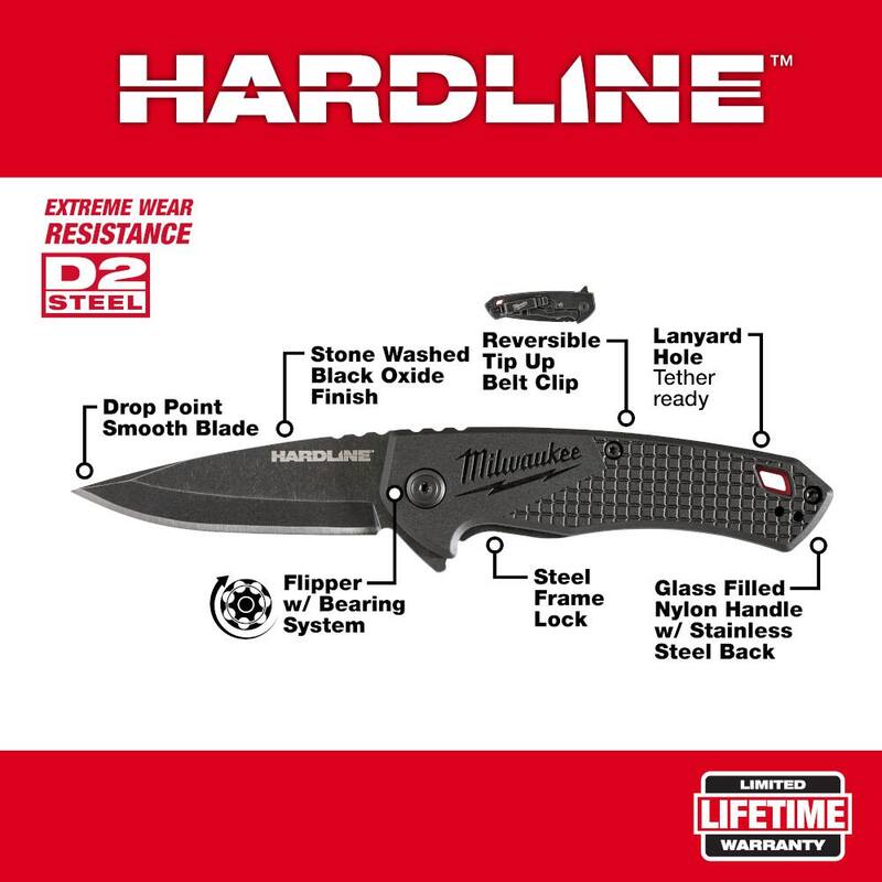 Milwaukee 2.5 in. Hardline D2 Steel Smooth Blade Pocket Folding Knife - 48-22-1997