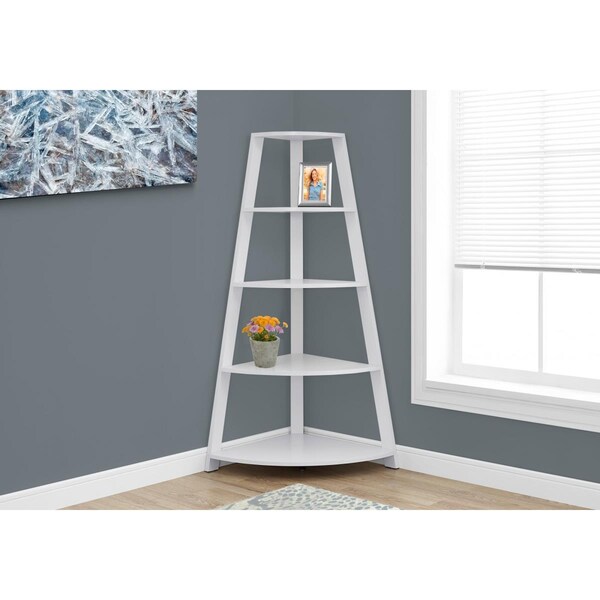 Gfancy Fixtures 60 in. White Corner Accent Etagere Bookcase - GF3092245