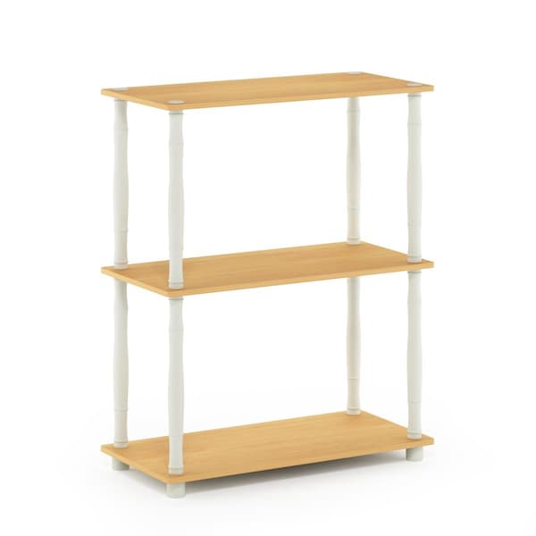 Furinno Furinno 18029BE-WH Turn-N -Tube 3-Tier Compact Multipurpose Shelf Display Rack with Classic Tube; Beech & White - 18029BE/WH