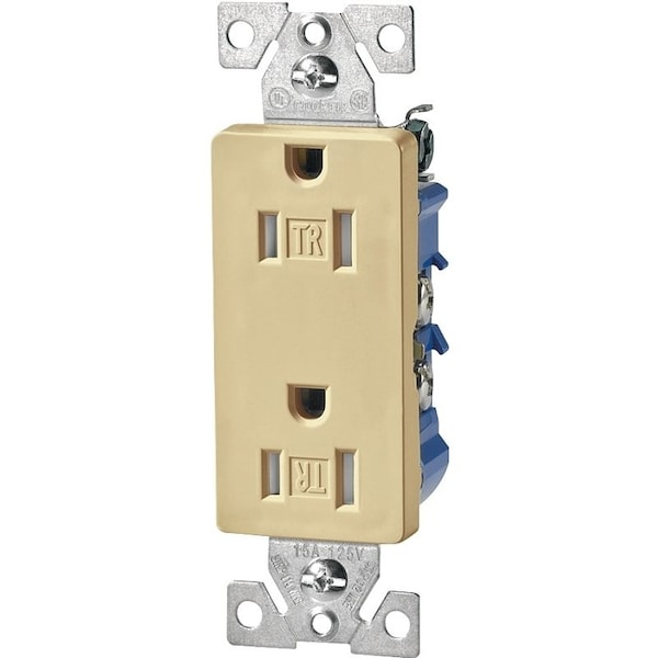 Eaton Wiring Devices Duplex Receptacle, 2 -Pole, 15 A, 125 V, Push-in, Side Wiring, NEMA: 5-15R, Ivory - TR1107V-BOX
