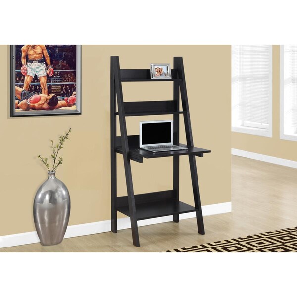 Gfancy Fixtures 61 in. Cappuccino Particle Board & Laminate Ladder Style Bookcase - GF3699008