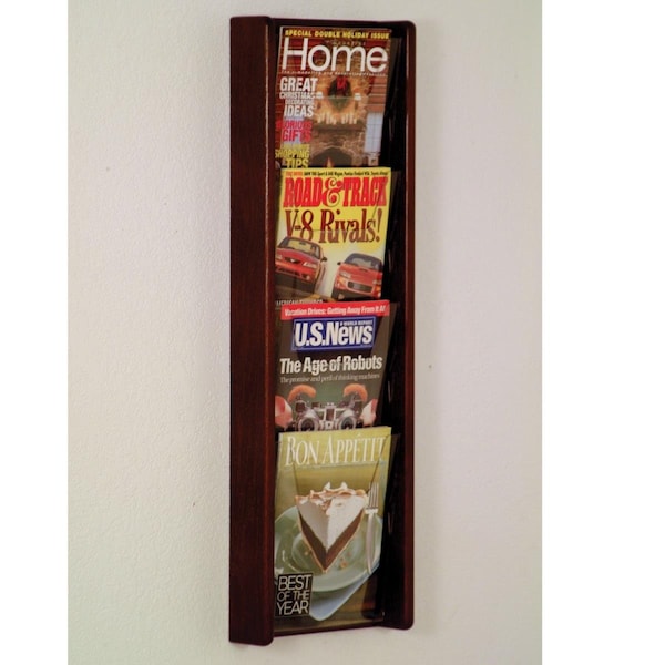 Wooden Mallet 4 in. Stance 4 Pocket Wall Display - Black & Mahogany - AC34-4BK